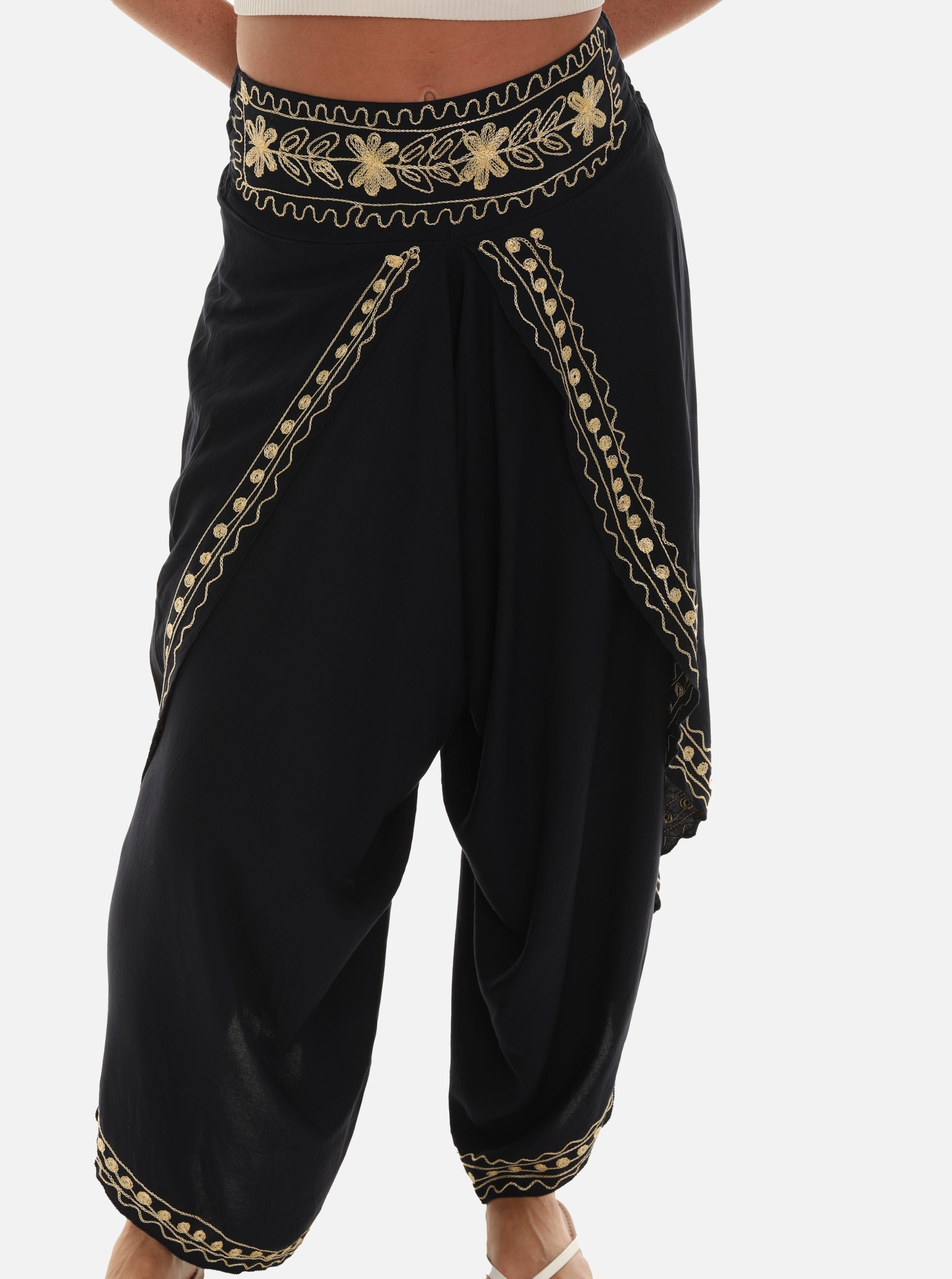 Buy KASHISH Gold Embroidered Straight Fit Viscose Blend Womens Festive Pants  | Shoppers Stop